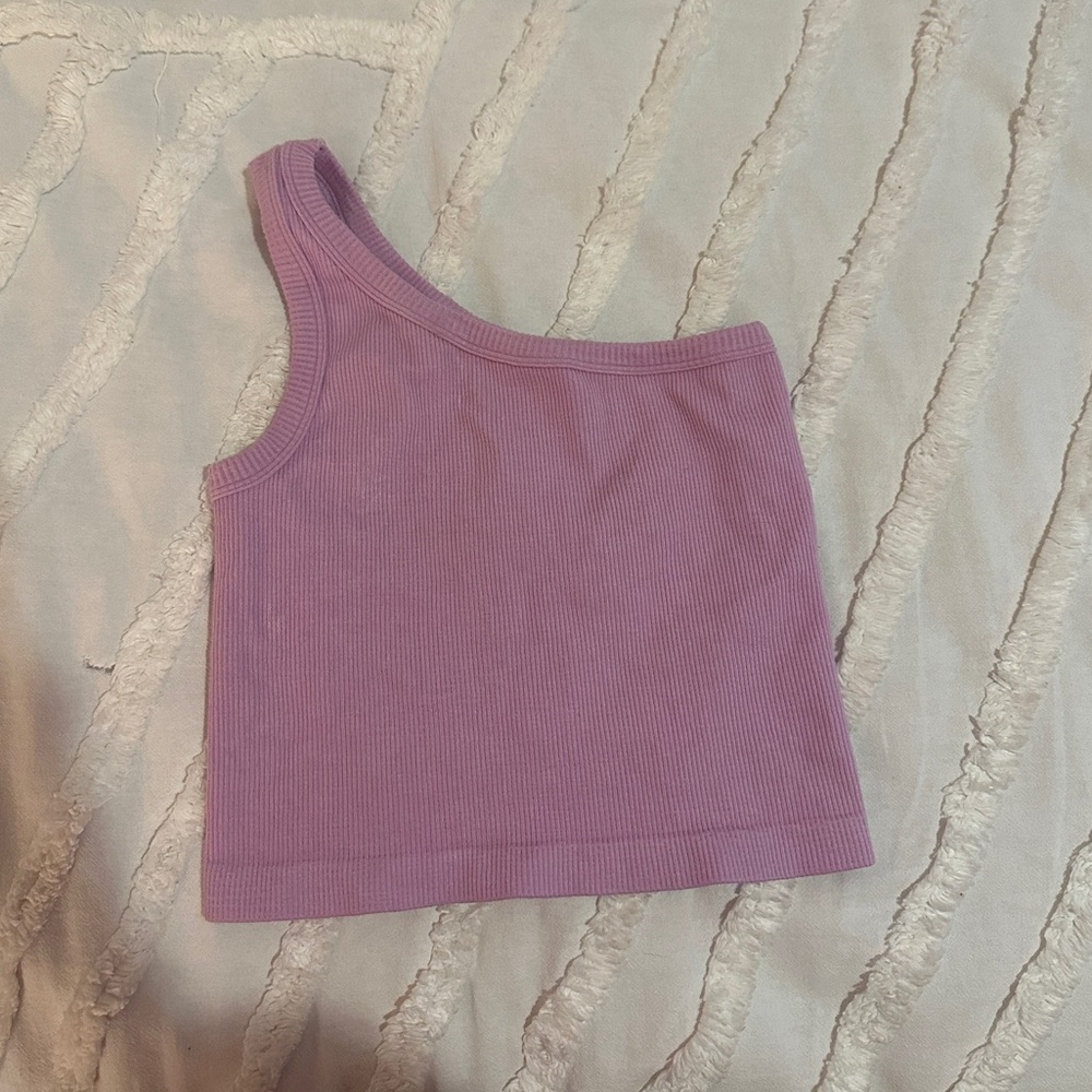 Island gypsy one shoulder purple ribbed crop top